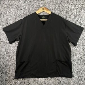 Natural Uniforms Scrub Top Natural Comfort Black Unisex Size 2XL Medical Uniform